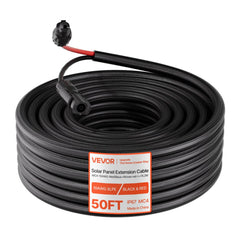 VEVOR 50FT Solar Panel Extension Cable, 10 AWG, Solar Panel Wire with Flame Retardant Protective Sleeving, Female and