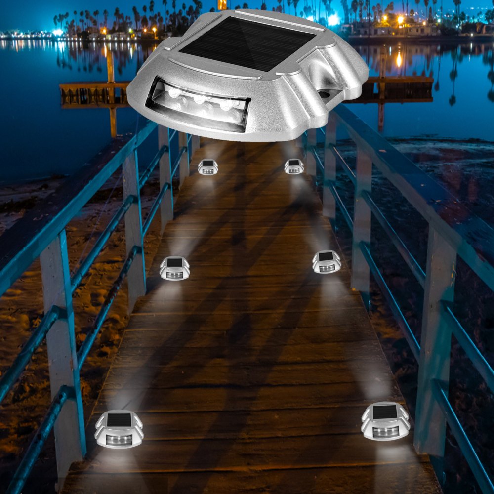 VEVOR Solar Pathway Lights, 12-Pack, White, Includes Screws, Weatherproof Outdoor Deck Lights, 6 LED, Ideal for Garden
