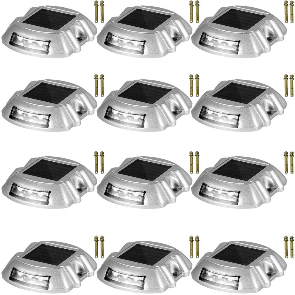 VEVOR Solar Pathway Lights, 12-Pack, White, Includes Screws, Weatherproof Outdoor Deck Lights, 6 LED, Ideal for Garden