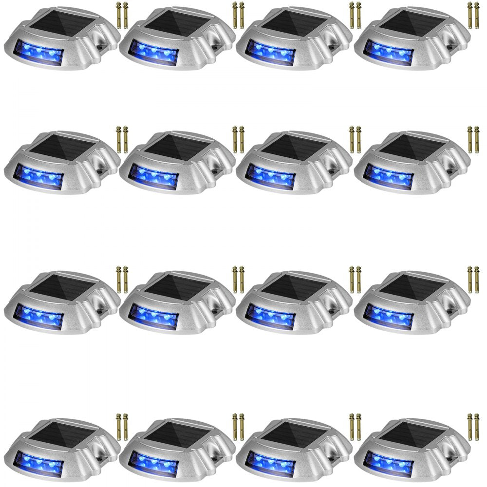 VEVOR Driveway Lights 16-Pack, Solar Driveway Lights with Switch Button, Solar Deck Lights Waterproof, Wireless Dock