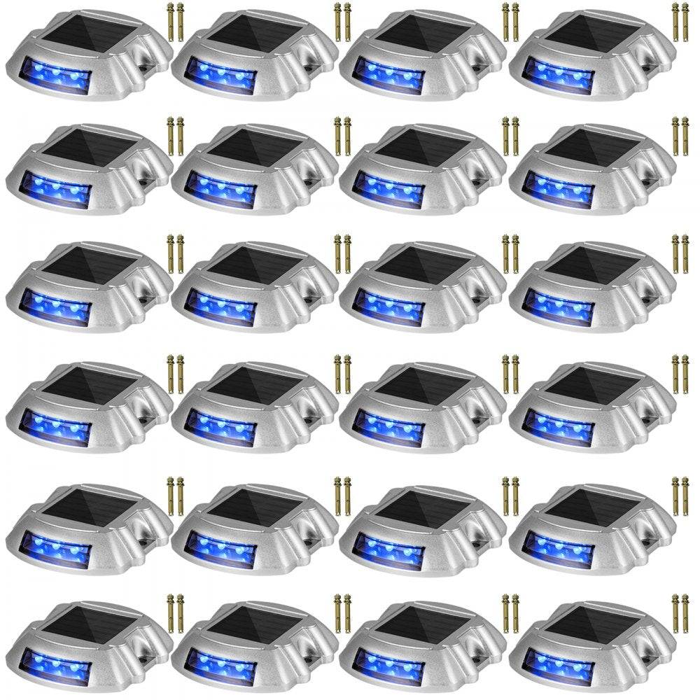 VEVOR Driveway Lights 24-Pack, Solar Driveway Lights with Switch Button, Solar Deck Lights Waterproof, Wireless Dock