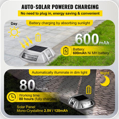 VEVOR Driveway Lights 24-Pack Solar Driveway Lights Bright White with Screw Solar Deck Lights Outdoor Waterproof