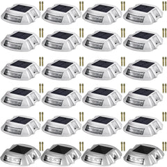 VEVOR Driveway Lights 24-Pack Solar Driveway Lights Bright White with Screw Solar Deck Lights Outdoor Waterproof