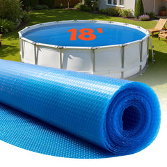 VEVOR Solar Pool Cover, 18 ft Round Pool Bubble Cover, 12 Mil Pools Solar Blanket with Bubble & PE Material, Daytime