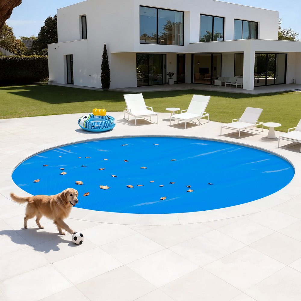 VEVOR Solar Pool Cover, 24 ft Round Pool Bubble Cover, 12 Mil Pools Solar Blanket with Bubble & PE Material, Daytime