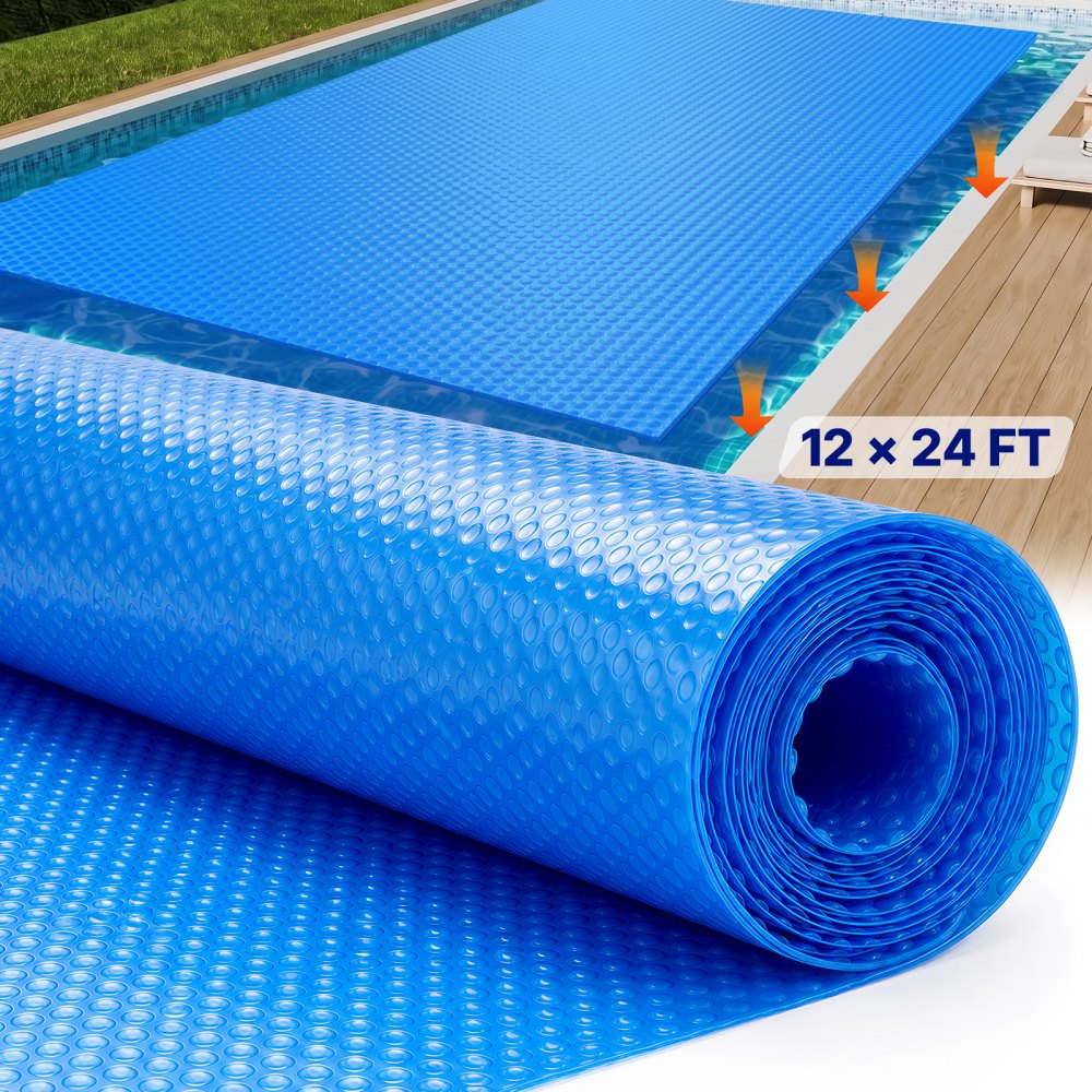 VEVOR Solar Pool Cover, 24 x 12 ft Rectangle Solar Blanket for Pools, Inground Above Ground Swimming Pool Solar Cover