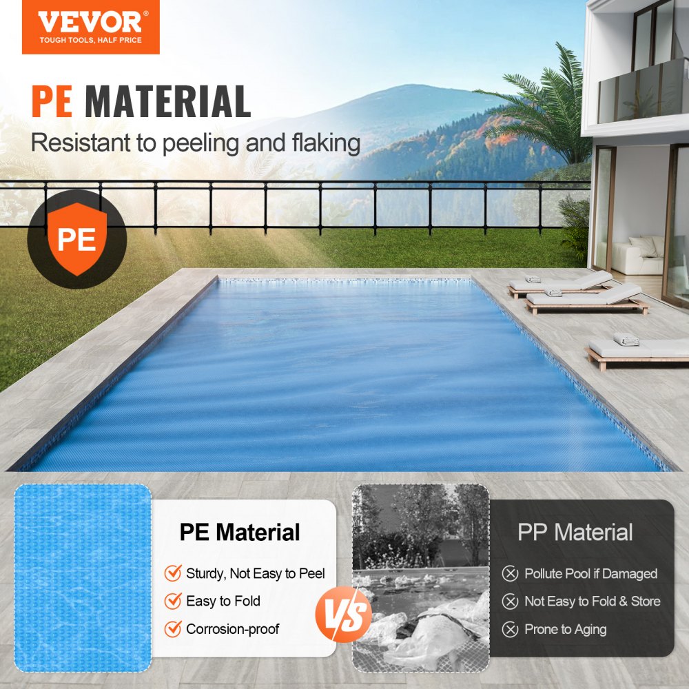VEVOR Solar Pool Cover, 32 x 16 ft Rectangle Solar Blanket for Pools, Inground Above Ground Swimming Pool Solar Cover