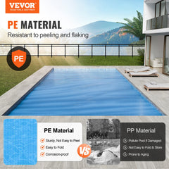 VEVOR Solar Pool Cover, 32 x 16 ft Rectangle Solar Blanket for Pools, Inground Above Ground Swimming Pool Solar Cover
