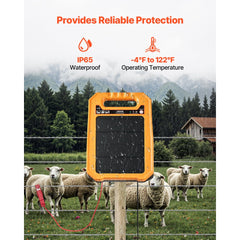 VEVOR Solar Fence Charger, 0.3J 8 kV Solar Powered Fence Charger, 1.86 Miles Range, Weather-Resistant Electric Fence
