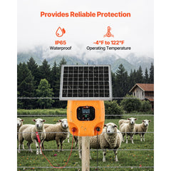 VEVOR Solar Fence Charger, 0.6J 8kV Solar Powered Fence Charger, 1.86 Miles Range, Electric Fence Energizer Kit, Keep