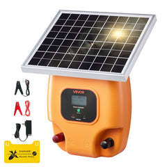 VEVOR Solar Fence Charger, 0.6J 8kV Solar Powered Fence Charger, 1.86 Miles Range, Electric Fence Energizer Kit, Keep