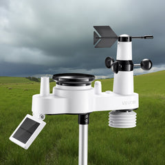 VEVOR 7-in-1 Wi-Fi Weather Station with APP, 7.5-Inch VA Display, Wireless Solar Powered Outdoor Sensor, Rain Gauge