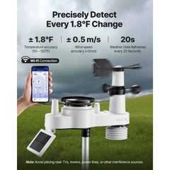 VEVOR 7-in-1 Wi-Fi Weather Station, 7-Inch TFT Display, Wireless Solar Powered Outdoor Sensor, Rain Gauge, Indoor