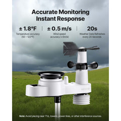 VEVOR 5-in-1 Wireless Weather Station, 7.5-Inch VA Display, Solar Powered Outdoor Sensor, Rain Gauge, Indoor Outdoor