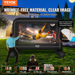 VEVOR Inflatable Movie Screen, 14 FT Inflatable Projector Screen for Outside with Blower and Carrying Bag, Front/Rear