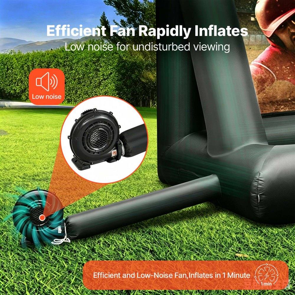 VEVOR Inflatable Movie Screen 24FT Inflatable Projector Screen for outside with 360W Air Blower Inflatable Screen