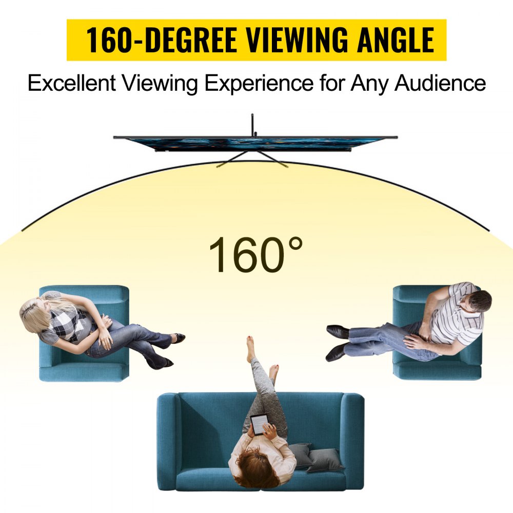 VEVOR Tripod Projector Screen with Stand 100inch 16:9 4K HD Projection Screen Stand Wrinkle-Free Height Adjustable