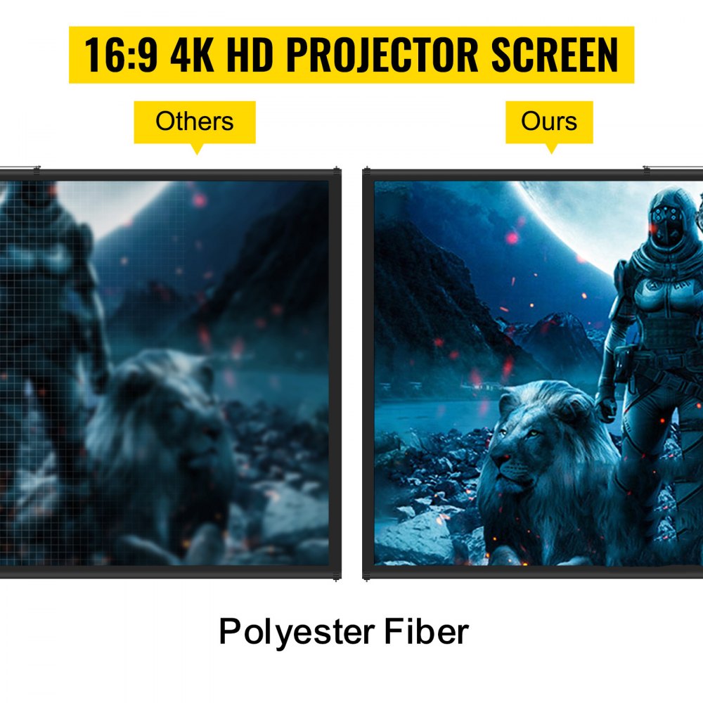 VEVOR Tripod Projector Screen with Stand 110inch 16:9 4K HD Projection Screen Stand Wrinkle-Free Height Adjustable