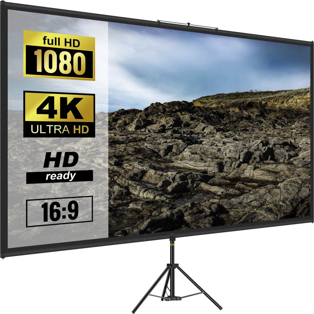 VEVOR Tripod Projector Screen with Stand 110inch 16:9 4K HD Projection Screen Stand Wrinkle-Free Height Adjustable