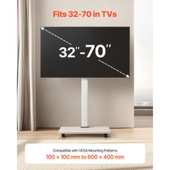 VEVOR Rolling TV Stand, Mobile TV Cart for 32-70 Inch Screens, 25° Left-Right Rotation and Height Adjustable TV Mount
