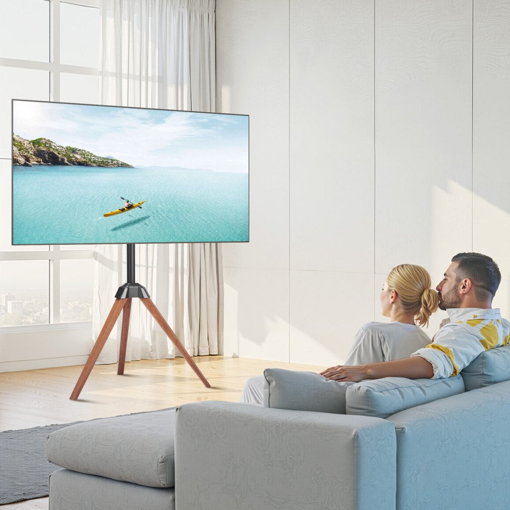 VEVOR Tripod Easel TV Stand, for 40-65 inch Flat Screen/Curved TVs Up to 99 lbs, 18° Left-Right Rotation Portable TV