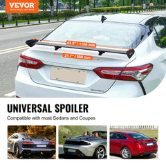 VEVOR GT Wing Car Spoiler, 43.3 inch Universal Spoiler with Single Deck, Adjustable Lightweight Aluminum, Car Rear