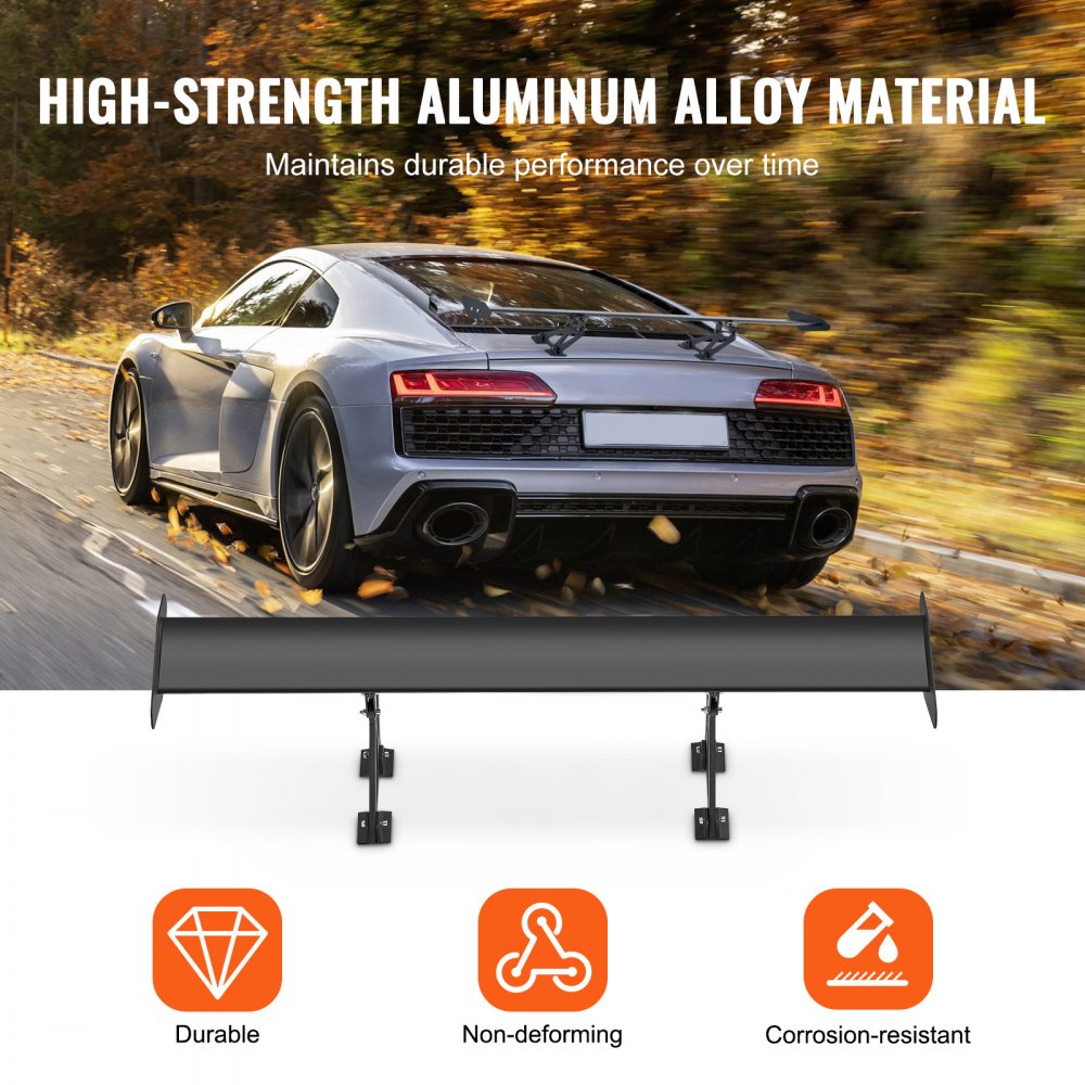 VEVOR GT Wing Car Spoiler, 43.3 inch Universal Spoiler with Single Deck, Adjustable Lightweight Aluminum, Car Rear