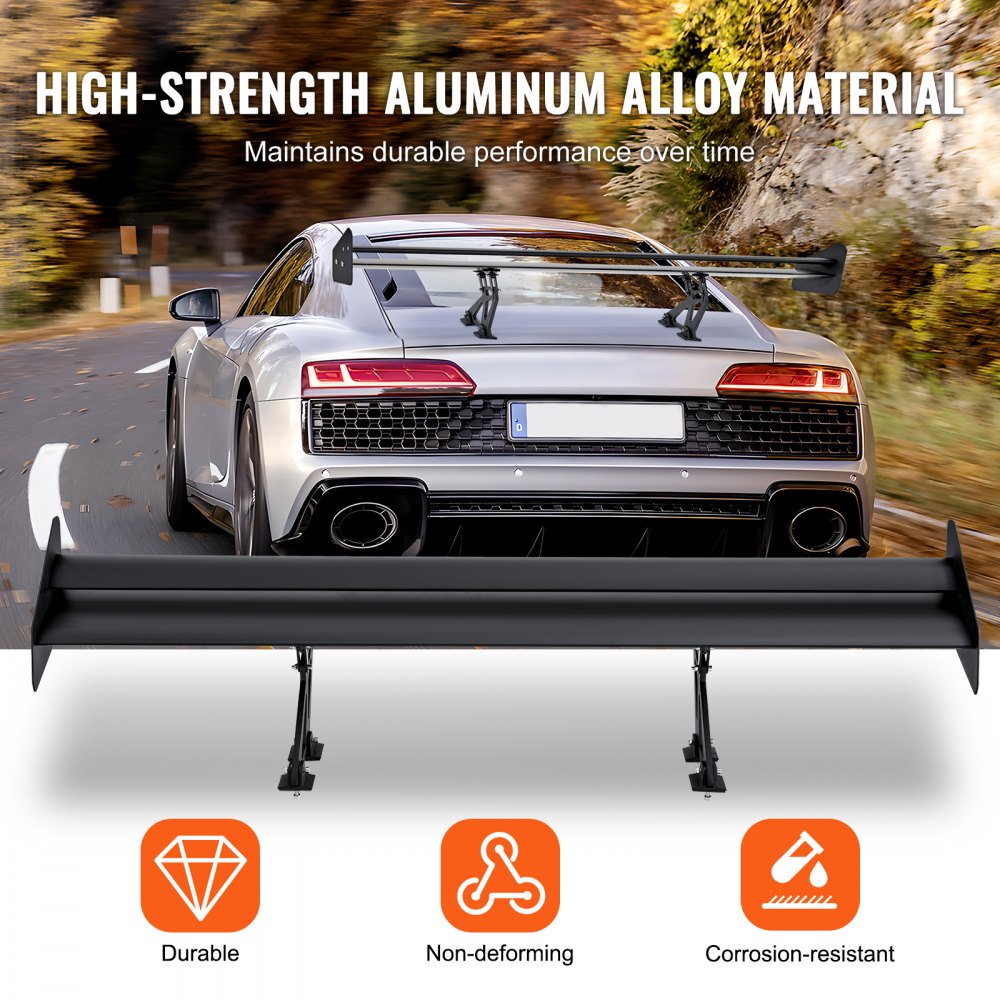 VEVOR GT Wing Car Spoiler, 53.1 inch Universal Spoiler with Double Deck, Adjustable Lightweight Aluminum, Car Rear