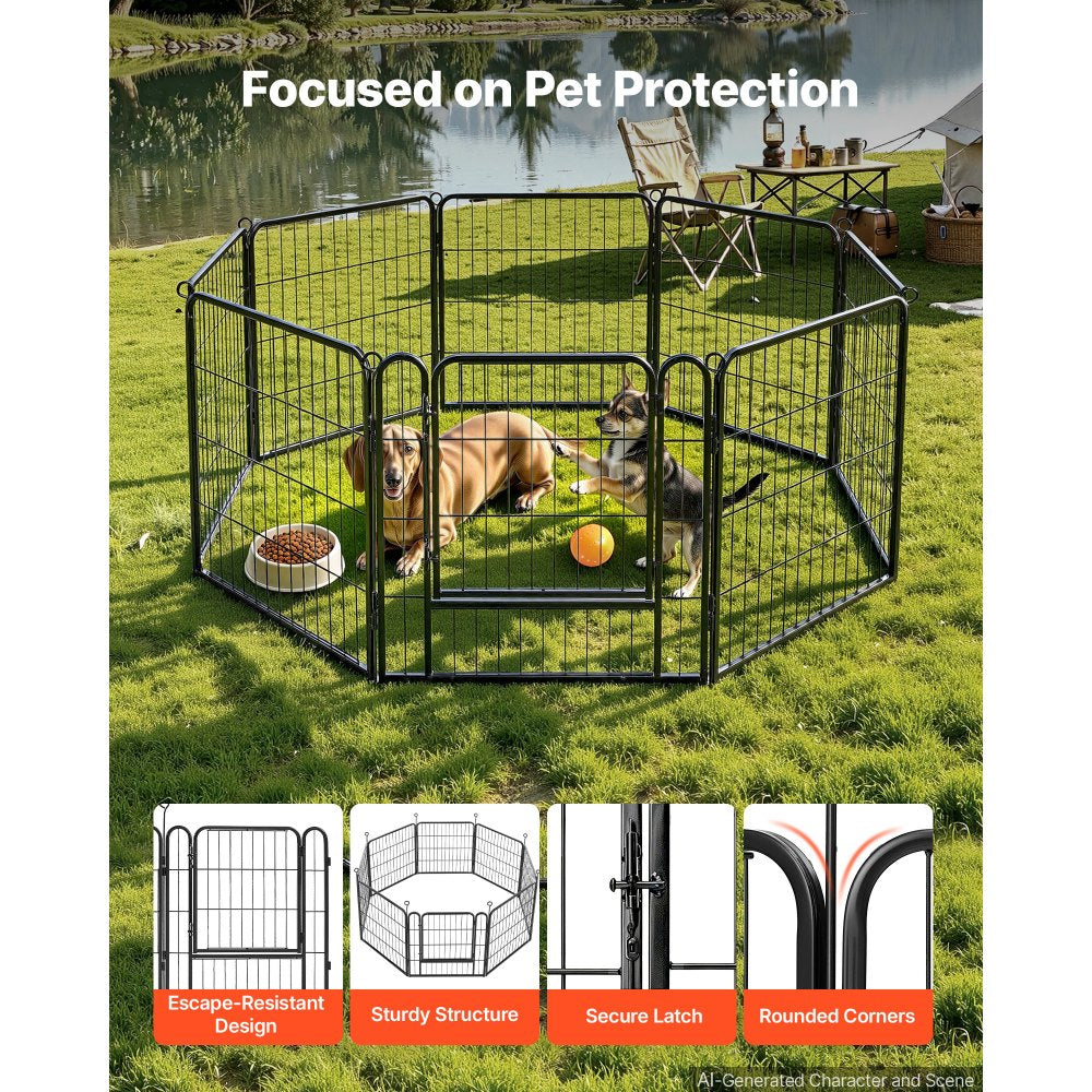 VEVOR Dog Playpen 24 Inch 8 Panels Foldable Metal Exercise Pen Pet Fence, Indoor/Outdoor Heavy Duty Puppy Crate Kennel