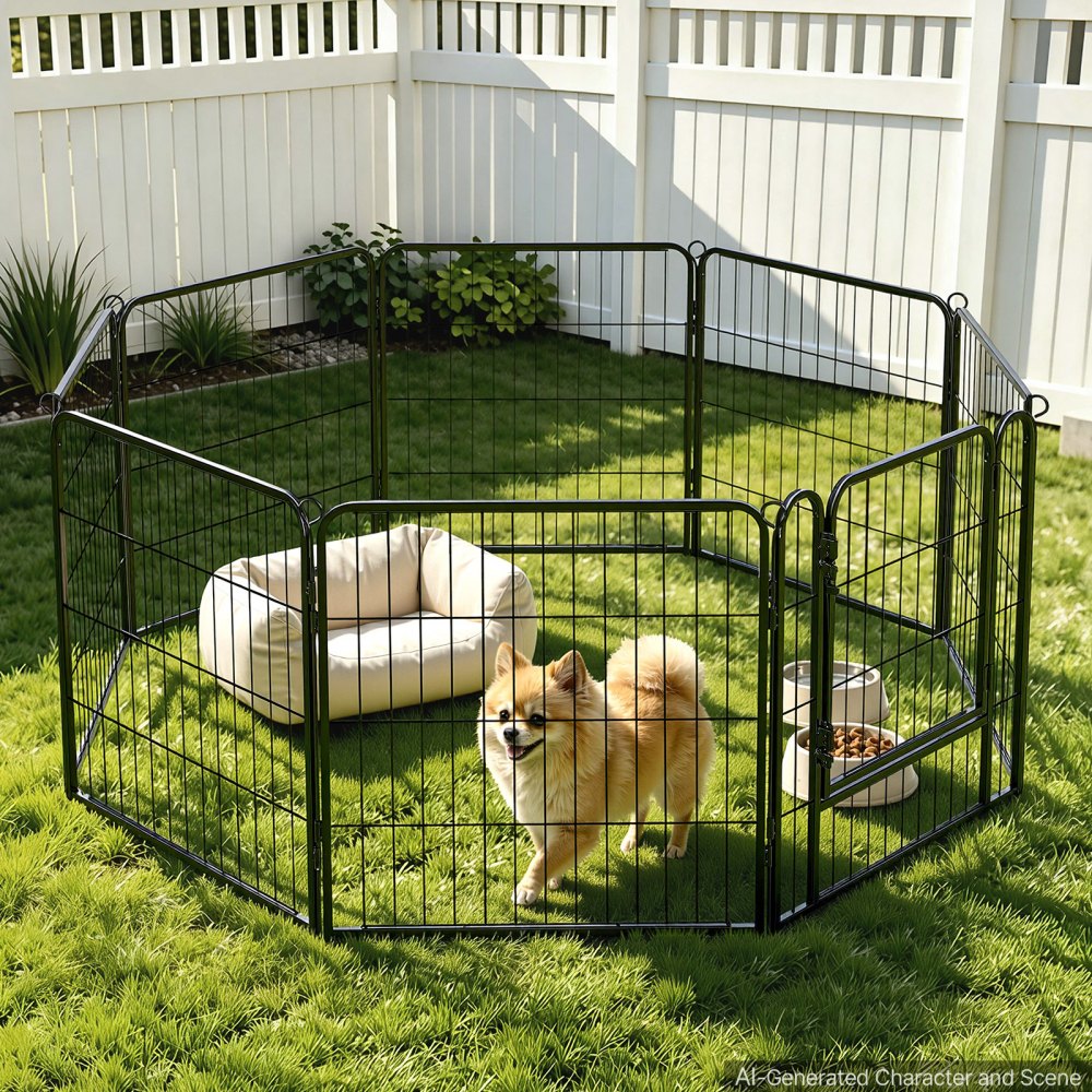 VEVOR Dog Playpen 24 Inch 8 Panels Foldable Metal Exercise Pen Pet Fence, Indoor/Outdoor Heavy Duty Puppy Crate Kennel