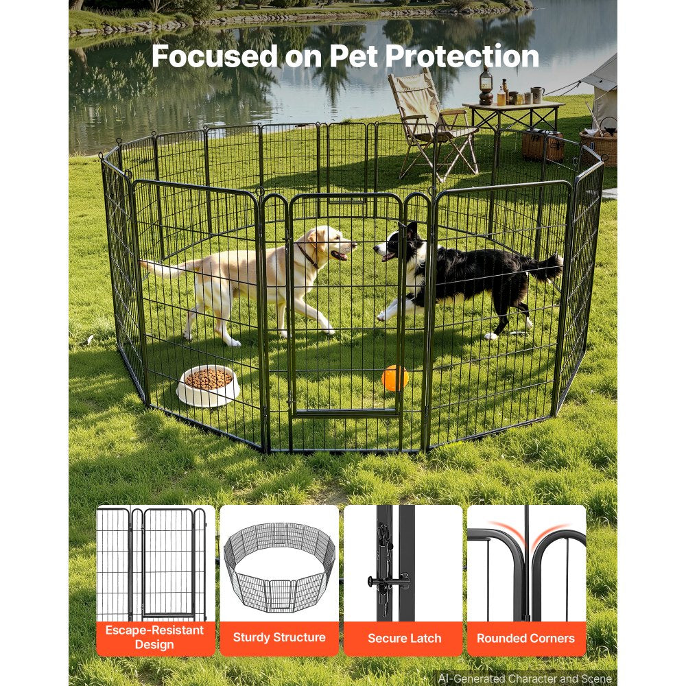 VEVOR Dog Playpen 40 Inch 16 Panels Foldable Metal Exercise Pen Pet Fence, Indoor/Outdoor Heavy Duty Puppy Crate Kennel