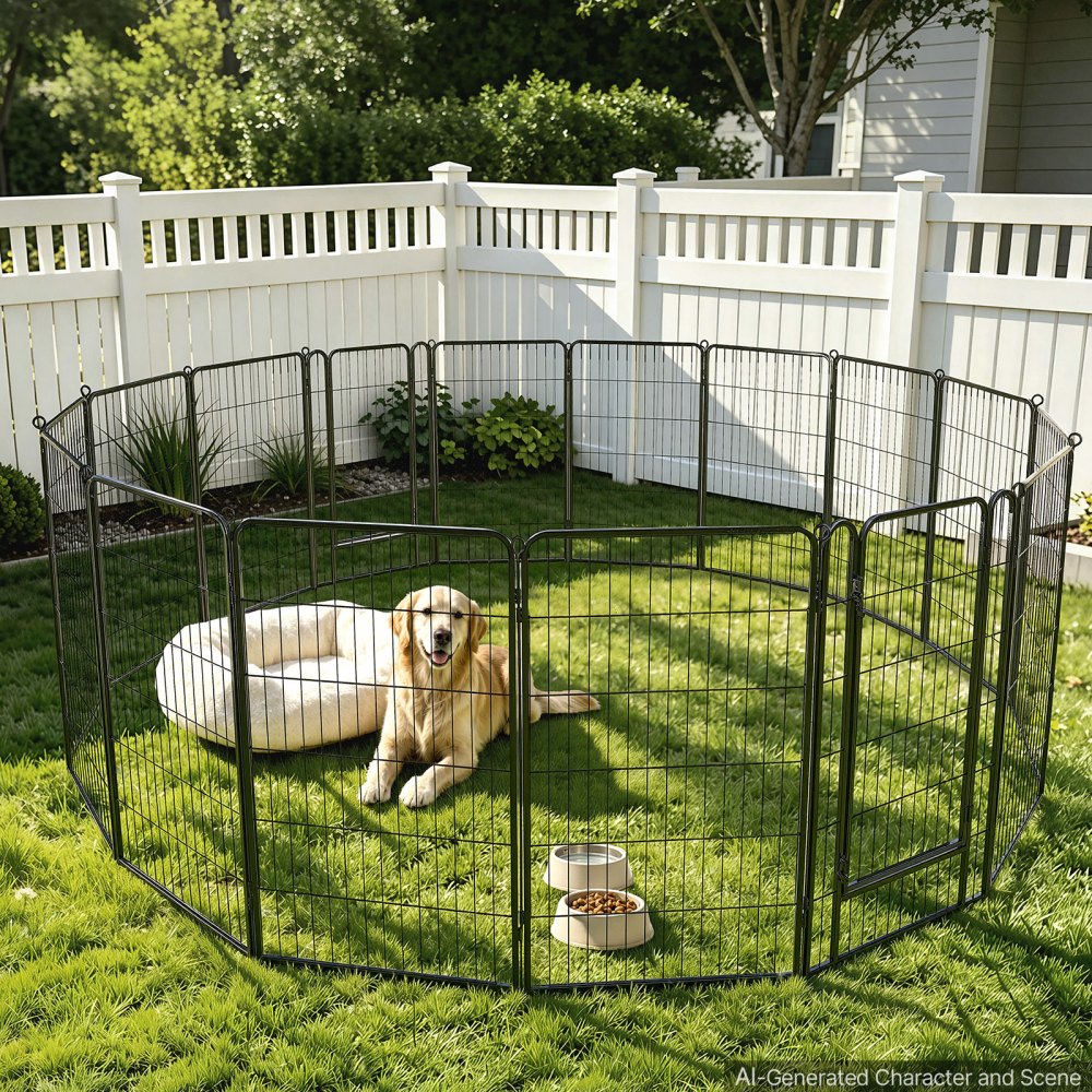 VEVOR Dog Playpen 40 Inch 16 Panels Foldable Metal Exercise Pen Pet Fence, Indoor/Outdoor Heavy Duty Puppy Crate Kennel