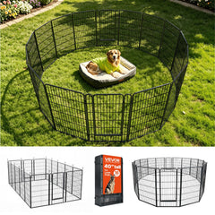 VEVOR Dog Playpen 40 Inch 16 Panels Foldable Metal Exercise Pen Pet Fence, Indoor/Outdoor Heavy Duty Puppy Crate Kennel