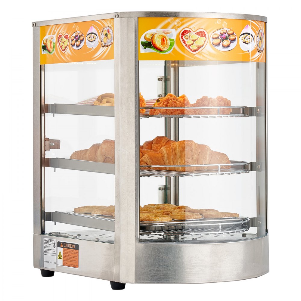 VEVOR 3-Tier Commercial Food Warmer Display, 800W Food Display Warmer with LED Light, Adjustable Shelf and Stainless