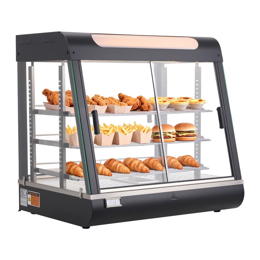 VEVOR 3-Tier Commercial Food Warmer Display, 1200W Food Display Warmer with LED Light, Top Storage and Adjustable