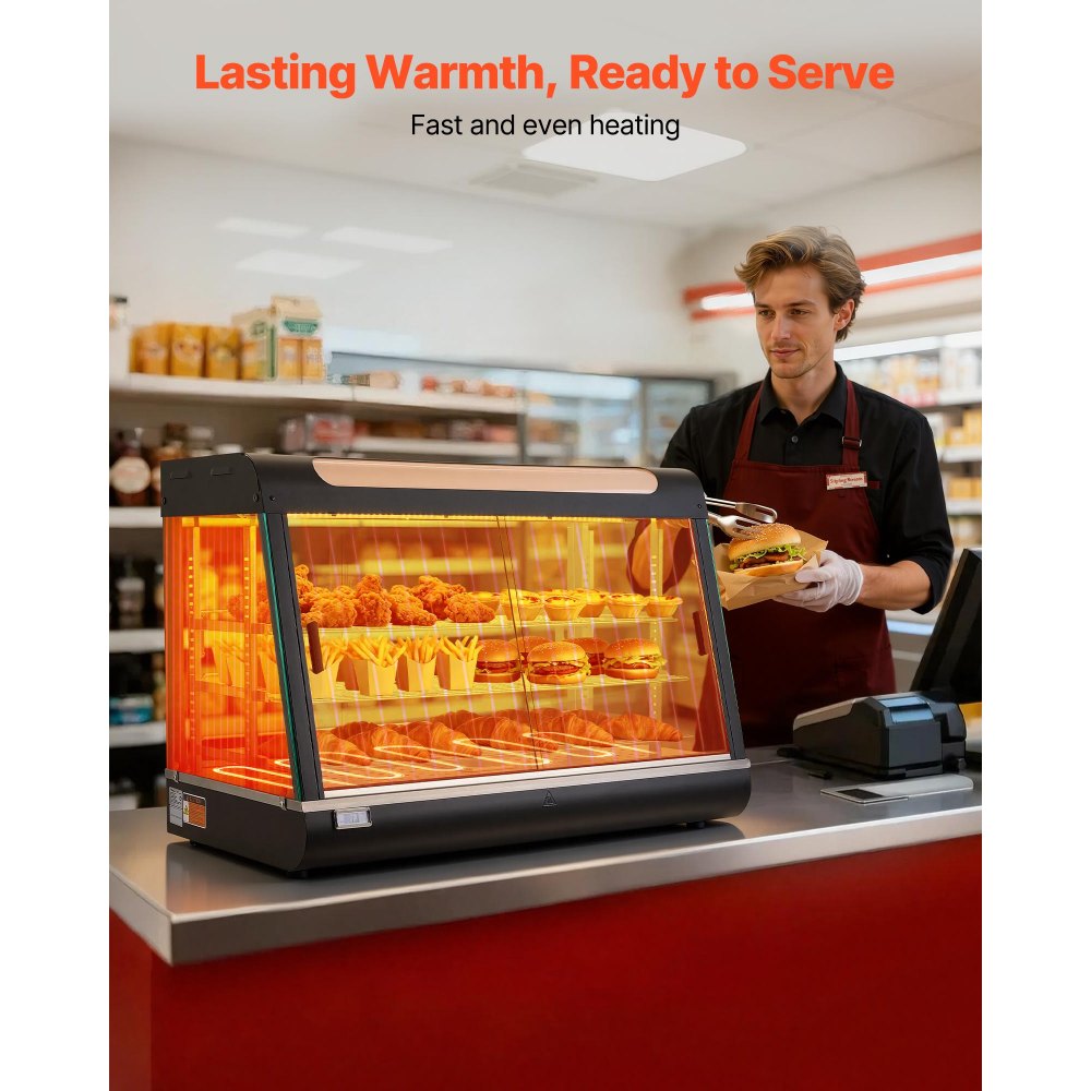 VEVOR 3-Tier Commercial Food Warmer Display, 1400W Food Display Warmer with LED Light, Top Storage and Adjustable