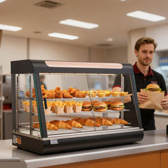 VEVOR 3-Tier Commercial Food Warmer Display, 1400W Food Display Warmer with LED Light, Top Storage and Adjustable