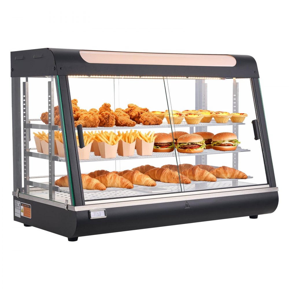 VEVOR 3-Tier Commercial Food Warmer Display, 1400W Food Display Warmer with LED Light, Top Storage and Adjustable