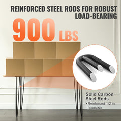 VEVOR Hairpin Table Legs 28", Set of 4 Desk Legs 900lbs Load Capacity, Hairpin Desk Legs 3 Rods for Desk Chairs Bench