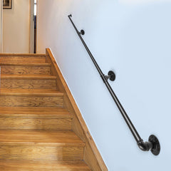 VEVOR Pipe Stair Handrail, 10FT Staircase Handrail, 440LBS Load Capacity Carbon Steel Pipe Handrail, Industrial Pipe