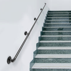 VEVOR Pipe Stair Handrail, 13FT Staircase Handrail, 440LBS Load Capacity Carbon Steel Pipe Handrail, Industrial Pipe