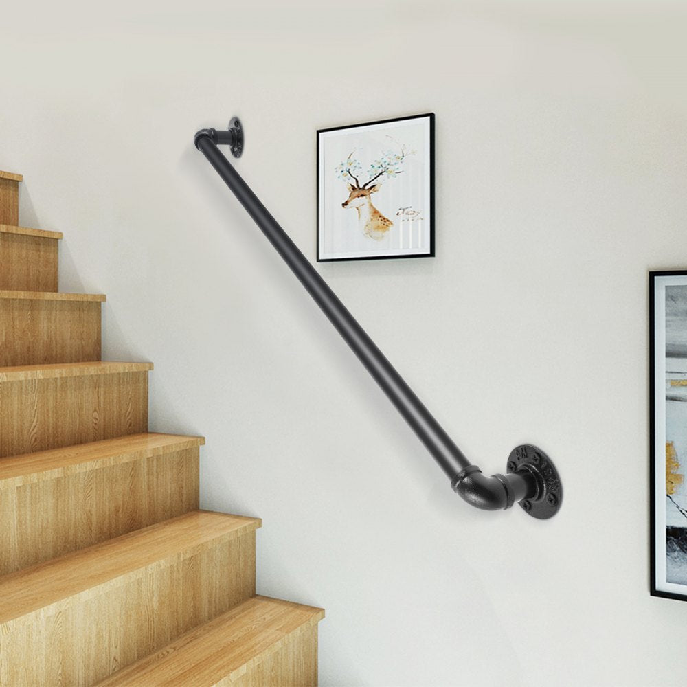 VEVOR Pipe Stair Handrail, 2FT Staircase Handrail, 440LBS Load Capacity Carbon Steel Pipe Handrail, Industrial Pipe