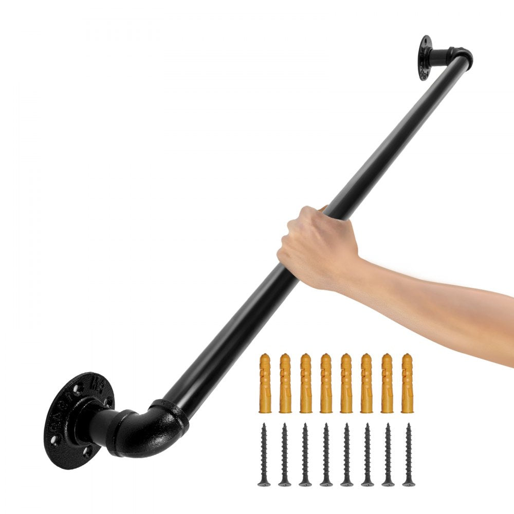 VEVOR Pipe Stair Handrail, 2FT Staircase Handrail, 440LBS Load Capacity Carbon Steel Pipe Handrail, Industrial Pipe