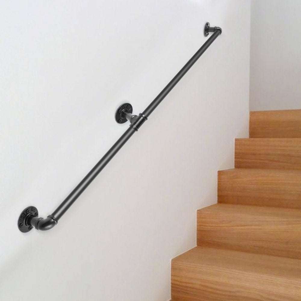 VEVOR Pipe Stair Handrail, 4FT Staircase Handrail, 440LBS Load Capacity Carbon Steel Pipe Handrail, Industrial Pipe
