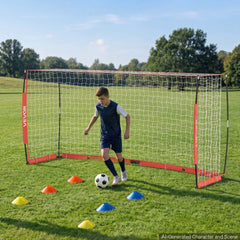 VEVOR Soccer Goal 12 x 6 FT Soccer Net for Backyard Collapsible Base Red, Portable & Quick Setup Set, with Metal Base