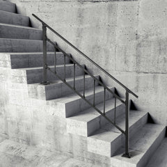 VEVOR Outdoor Stair Railing, Fits for 1-5 Steps Transitional Wrought Iron Handrail, Adjustable Exterior Stair Railing