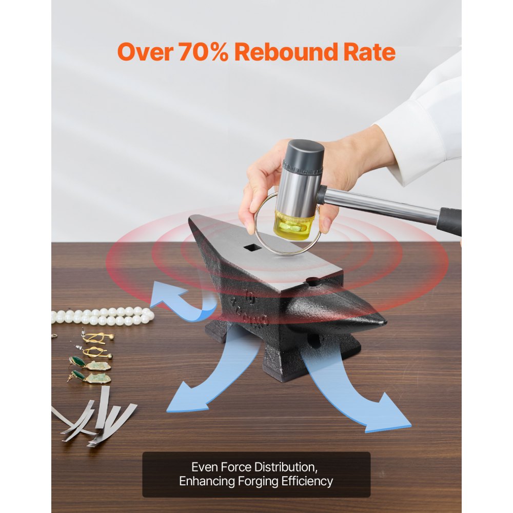 VEVOR Cast Iron Anvil, 22 Lbs/10kg Single Horn Anvil, with Large Countertop and Stable Base, High Hardness Rugged Round