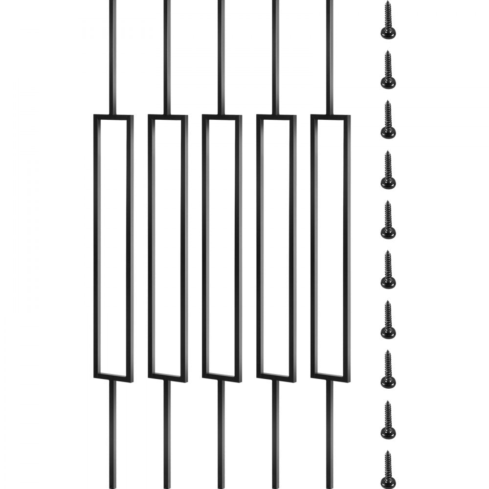VEVOR Deck Balusters, 10 Pack Metal Deck Spindles, 44"x0.5" Staircase Baluster with Screws, Iron Deck Railing for Wood