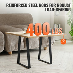 VEVOR 16 inch Trapezoid Steel Table Legs, Replacement Furniture Legs Set of 2 for DIY Coffee Tables, Modern Desks