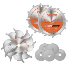VEVOR Dado Blade Set, 8 inch Diameter, 12 Sharp Alloy Teeth, 5/8 inch Arbor, Fine Finish, Stacking Dado Blades with